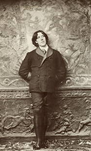 NAPOLEON SARONY - Oscar Wilde, 1882: Artist: Napoleon Sarony Title: Oscar Wilde, 1882 Medium: Photo Litho, 1979, Great Britain Dimensions: 6.2x10.25" Description: Heat Wax Mounted on 11x14" Conservation Board Artist Bio: Napoleon Sarony