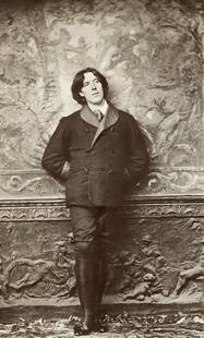 NAPOLEON SARONY - Oscar Wilde, 1882: Artist: Napoleon Sarony Title: Oscar Wilde, 1882 Medium: Photo Litho, 1979, Great Britain Dimensions: 6.2x10.25" Description: Heat Wax Mounted on 11x14" Conservation Board Artist Bio: Napoleon Sarony