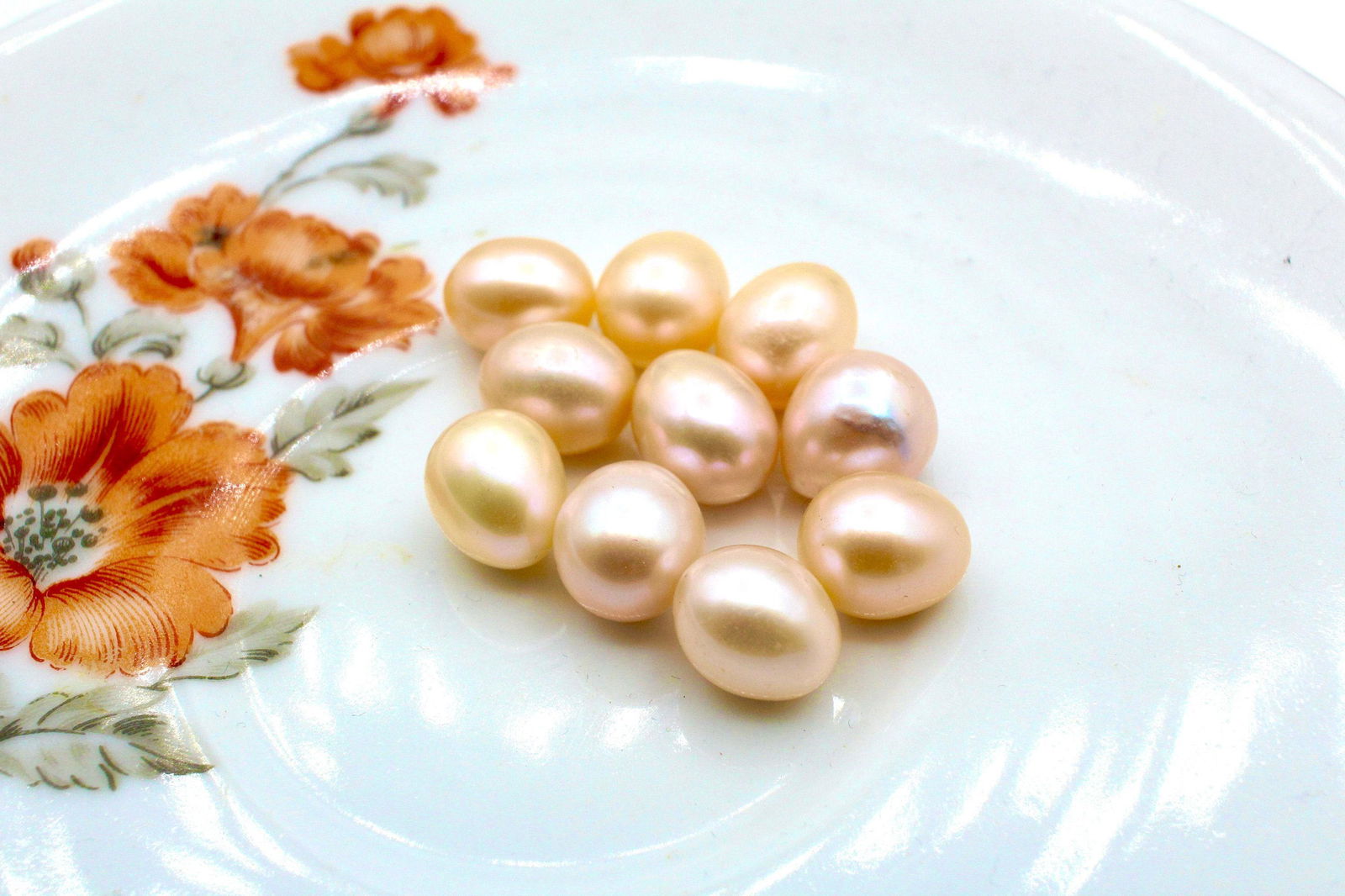 Pink salmon Pearl 10 Pieces Lot Oval Shap Natural Pearl (1 of 5)