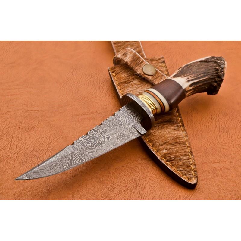 Handmade work everyday carry damascus steel knife stag (1 of 6)