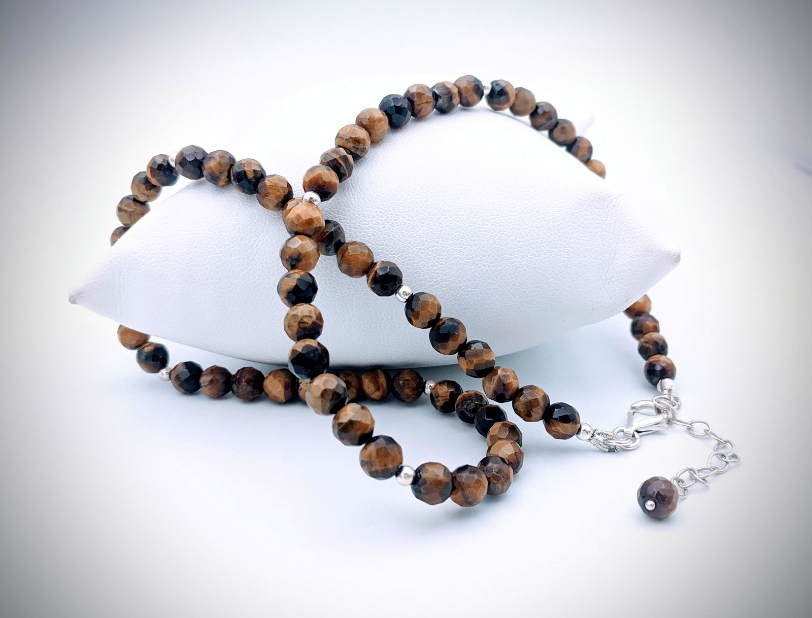 Sterling Silver Beaded Tiger's Eye Necklace (1 of 2)
