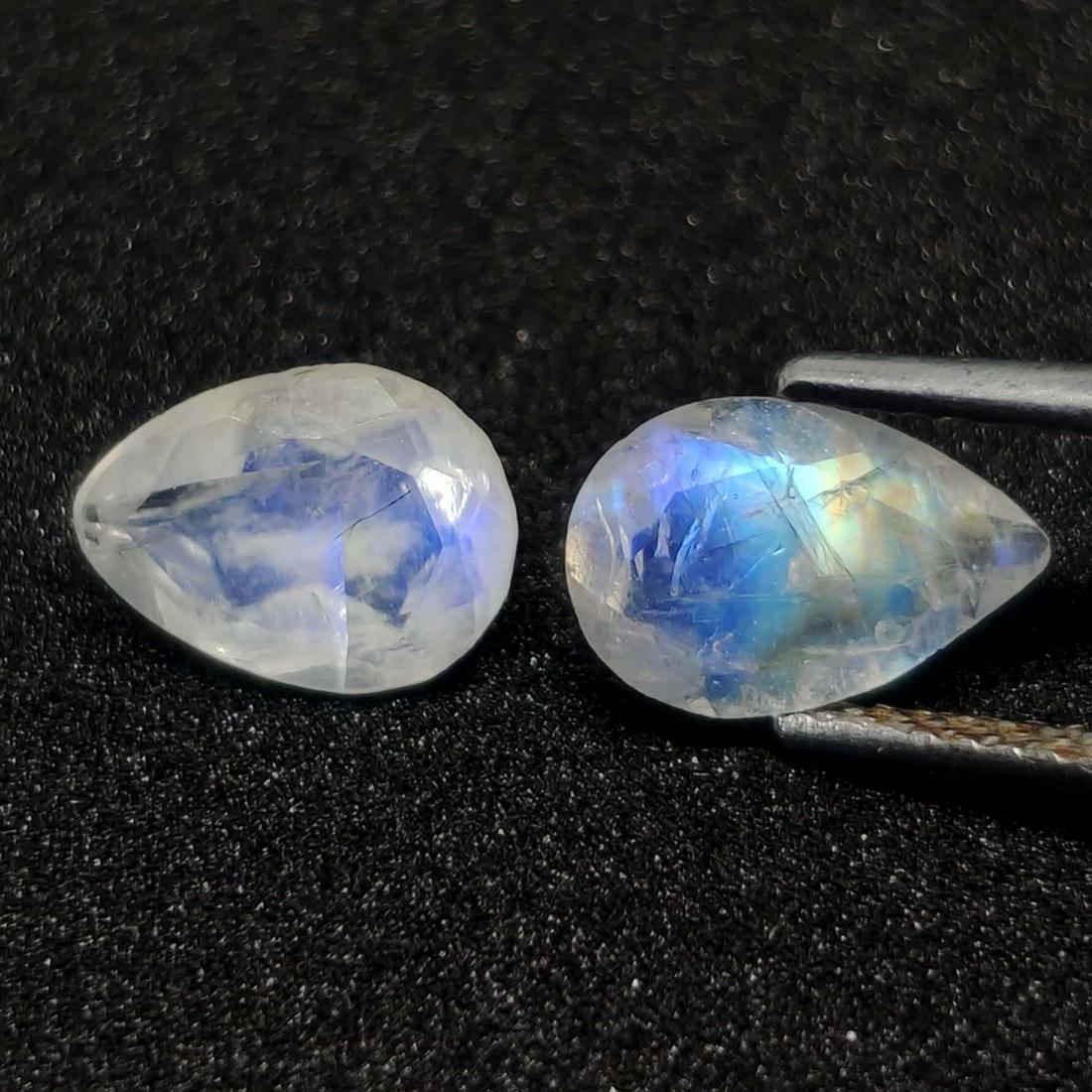 2.25 ct Natural White Rainbow Moonstone Pair (1 of 1)