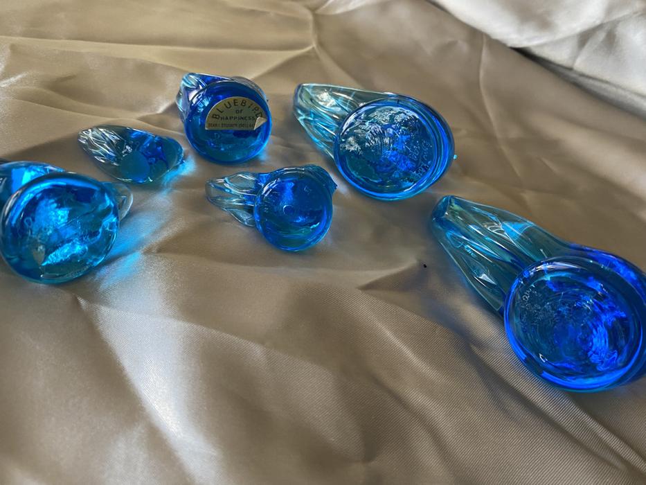 Ron Ray, 1990 Set Of 6 Bluebird Of Happiness. Handblown (1 of 2)