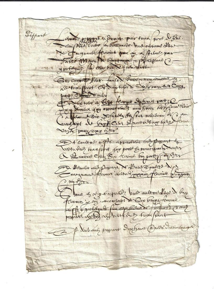 17th C Manuscript French Document (1 of 2)