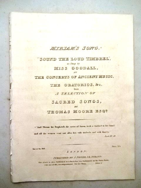 1840 Music Lord Byron Medoras Song and Another: Two engraved music pieces: "Medora' Song. The Words by Lord Byron. The Music by Frederick Lingard (signed)" and "Miriam's Song. Sound the Loud Timbrelâ€¦", by Thomas Moore. Both complete with titl
