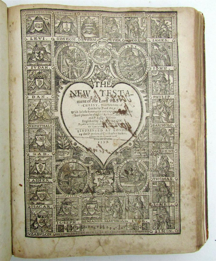 1599 GENEVA BIBLE ILLUSTRATED antique in ENGLISH (1 of 12)