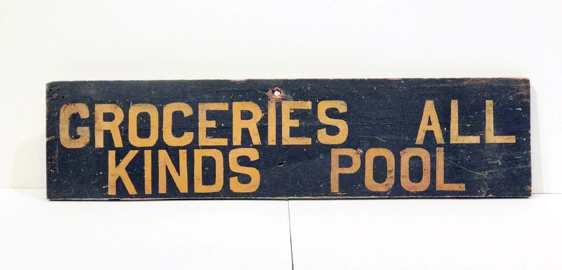 Groceries All Kinds Pool Trade Sign c. 1920 (1 of 5)