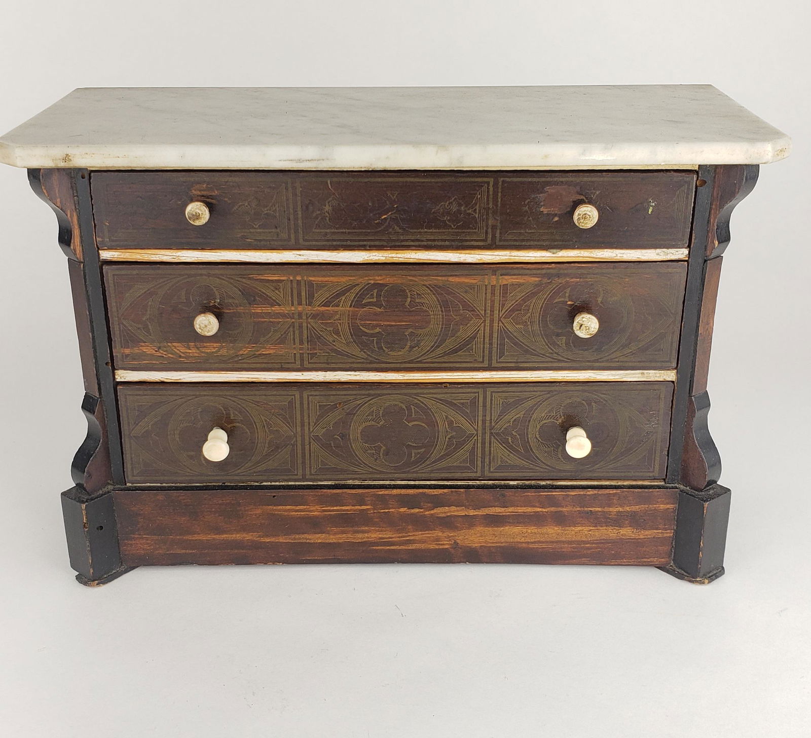 Very Fine Salesman Sample Chest of Dawers, Marble top, (1 of 6)