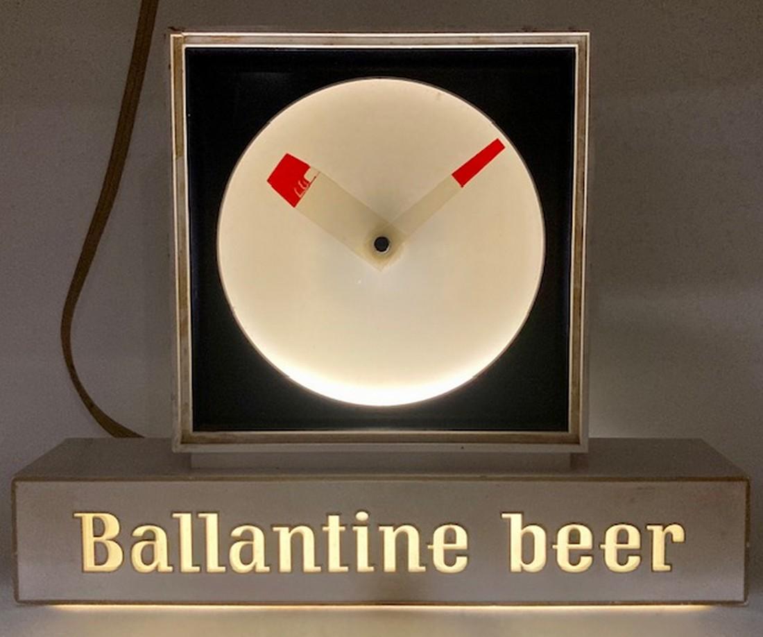 VINTAGE 1965 BALLANTINE BEER LIGHTED CLOCK (1 of 8)