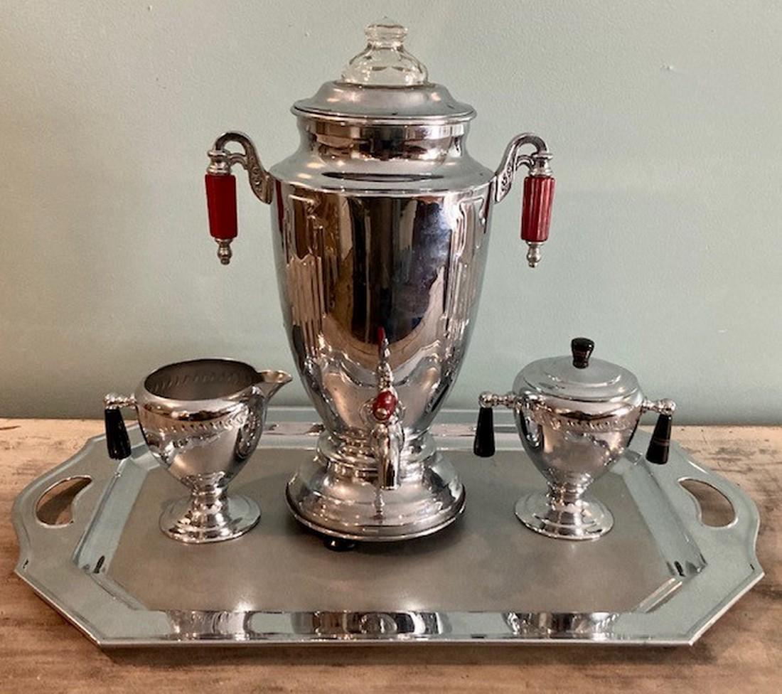 30's ART DECO BAKELITE HANDLE COFFEE PERCOLATOR SERVING (1 of 11)