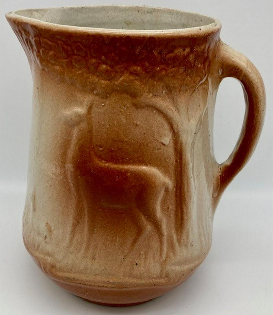 ANTIQUE DOE FAWN STONEWARE PITCHER (1 of 11)