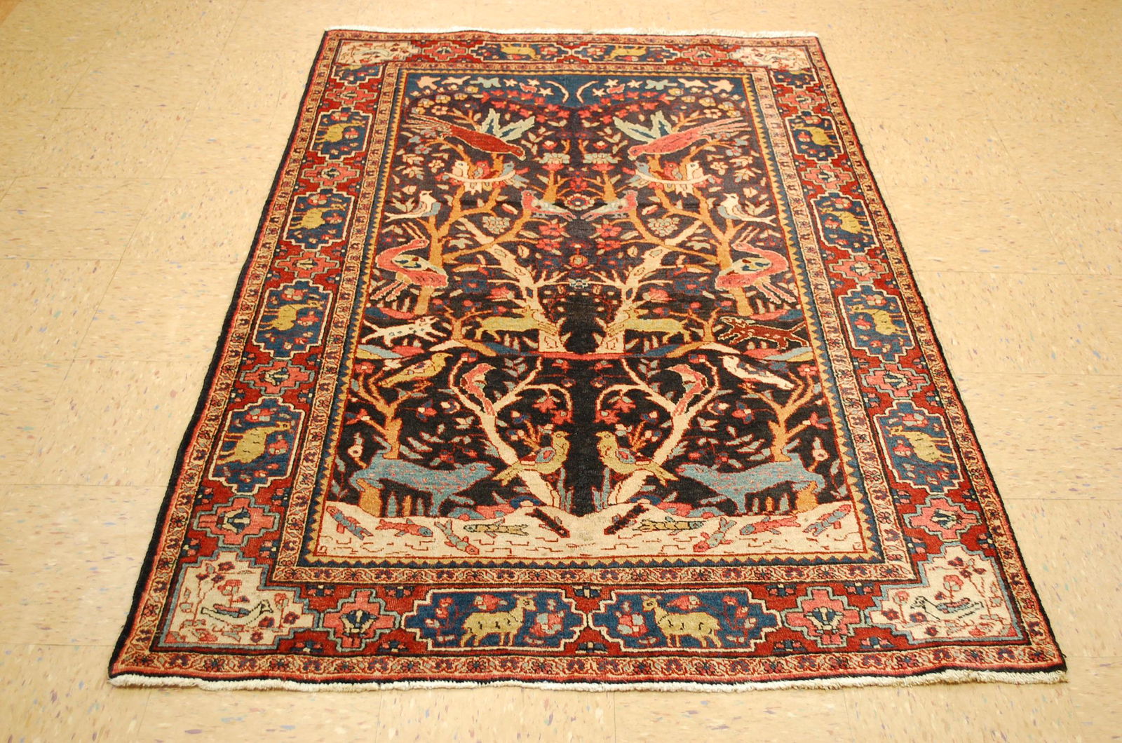 Circa 1910s ANTIQUE DETAILED TREE OF LIFE BEJAR RUG (1 of 9)