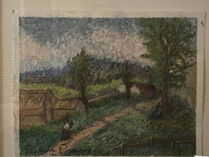 Certified Authentique Paul Emile Pissarro Pastel: Art 103 Artist: Paule Emile Pissarro Title: Le Petit Chemin Medium: Pastel Painting size: 12" x 9 3/4" Frame size: 30" x 26", original frame with artist name on it. Authentic Certification by Katia Pi