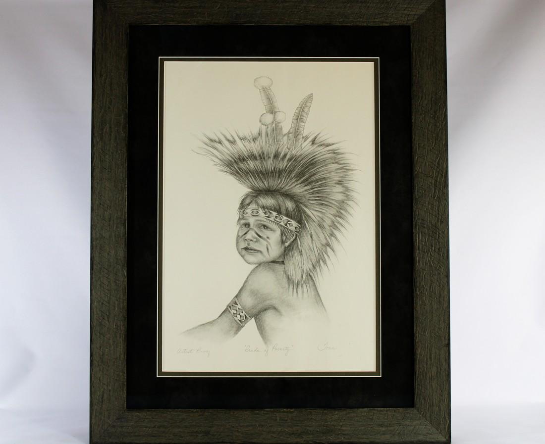 Artist Sketch Titled "Pride of Poverty" Indian Boy" by: Title: Artist Sketch Titled "Pride of Poverty" Indian Boy" by Jona Description: Artist Proof Lithograph "Pride of Poverty Indian Boy" by Jona. Professionally Framed Date/Period:20th Century Material U