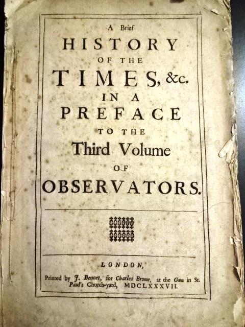1687 Roger L'Estrange History of the Times (1 of 3)