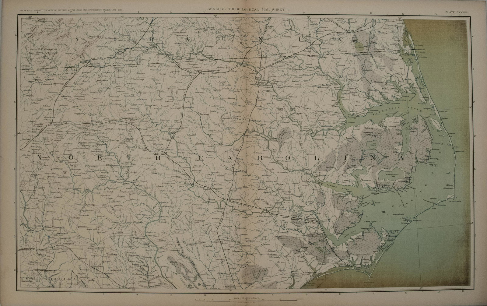1894 Cowles Civil War Map of North Carolina and (1 of 1)