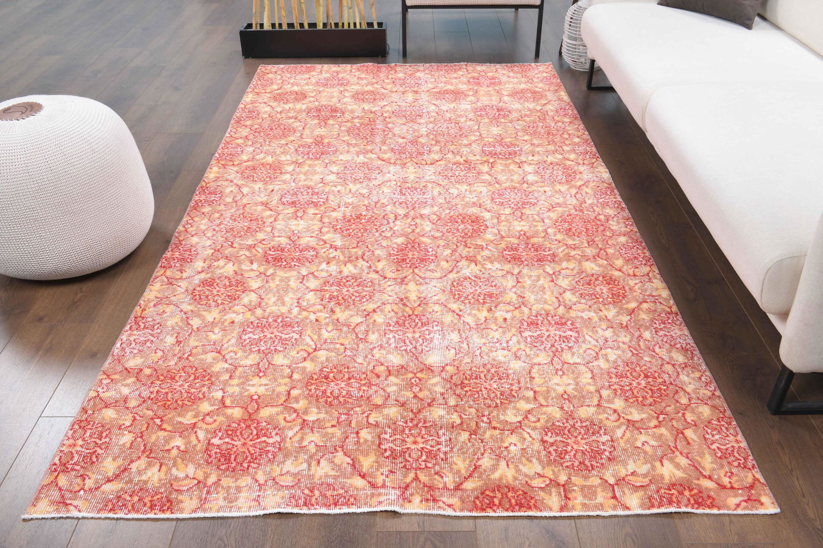 3x5 Vintage Turkish Carpet, Oushak Handmade Wool Farm (1 of 10)