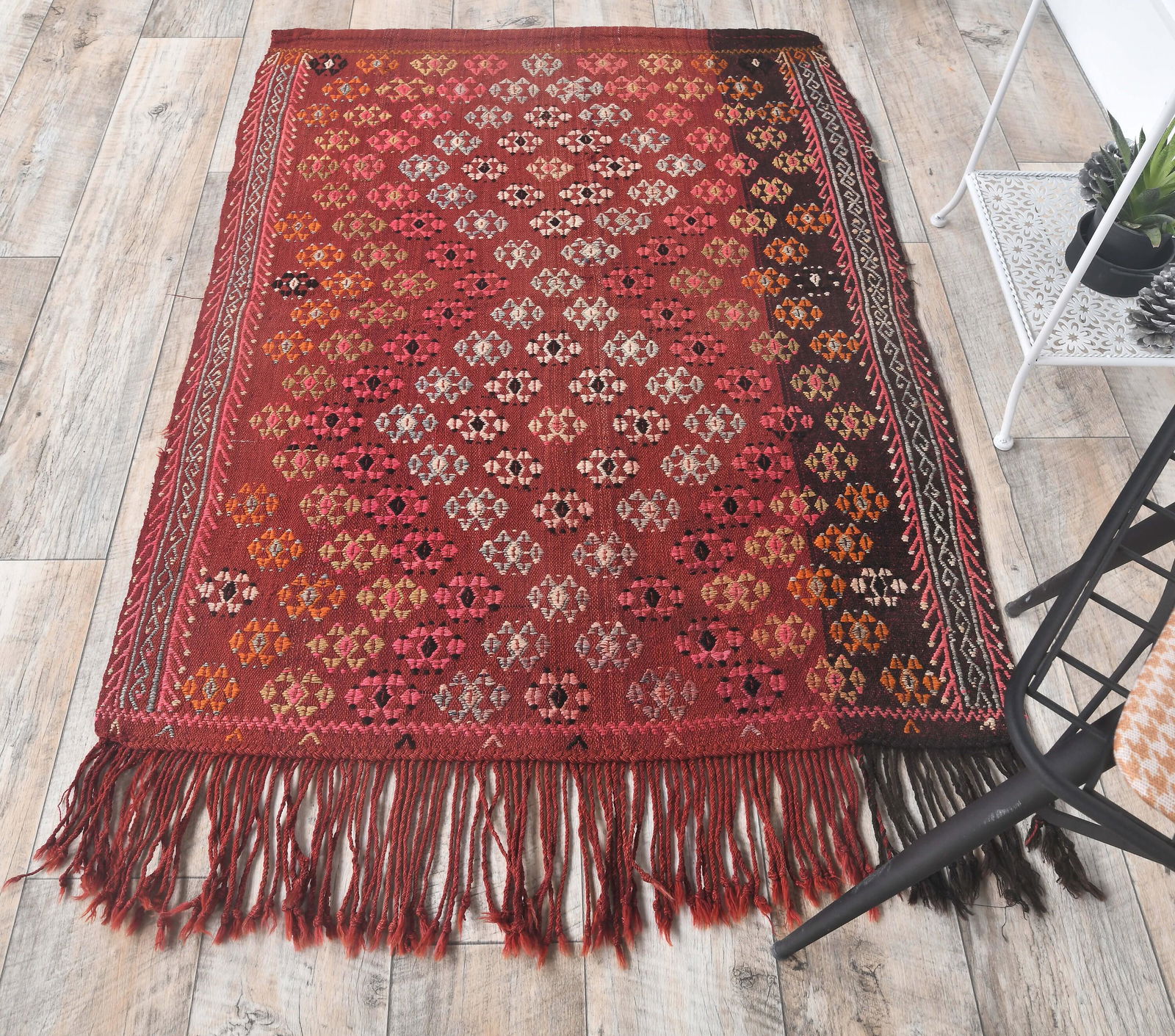 3x4 Vintage Turkish KILIM Area Rug, Oushak Handmade (1 of 7)