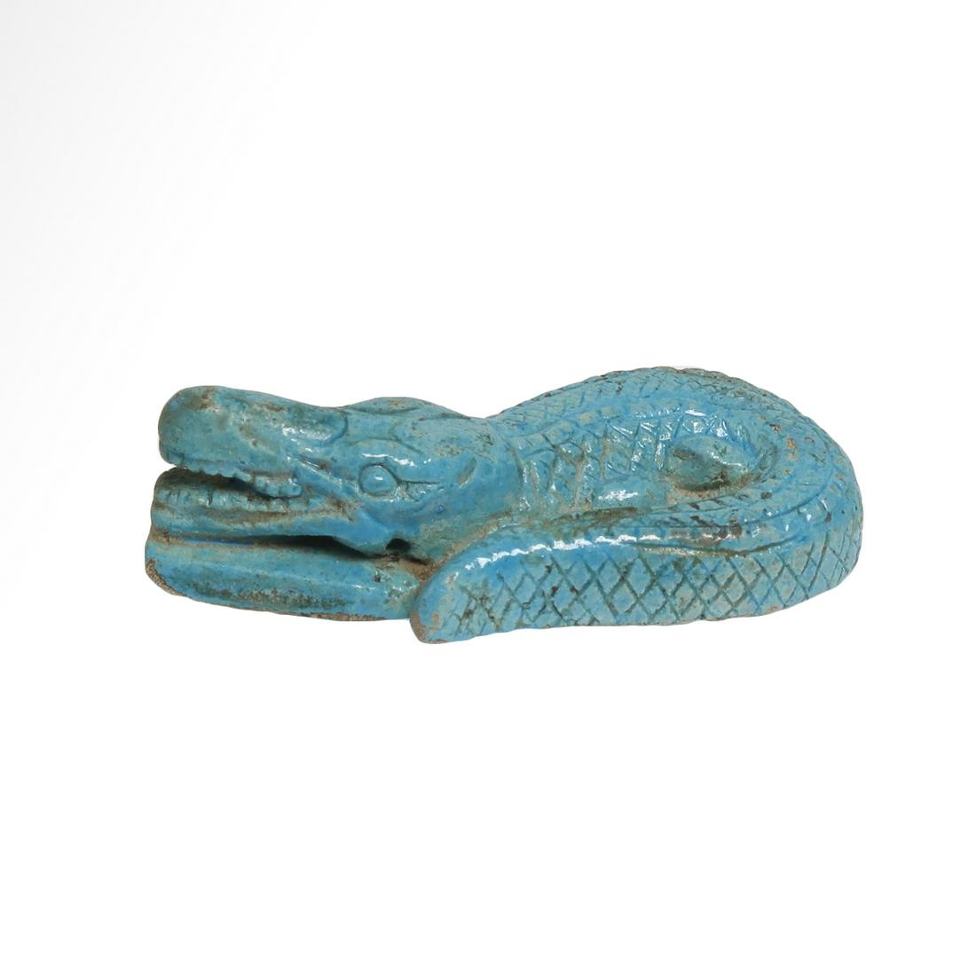 Egyptian Turquoise Faience Composition with Crocodile (1 of 7)