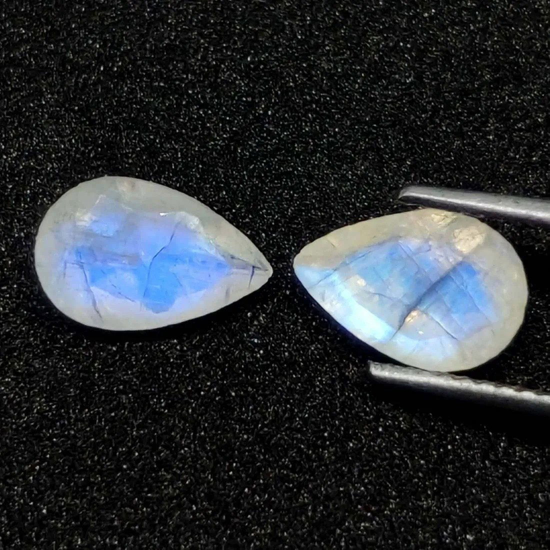 2.45 ct Natural White Rainbow Moonstone Pair (1 of 2)