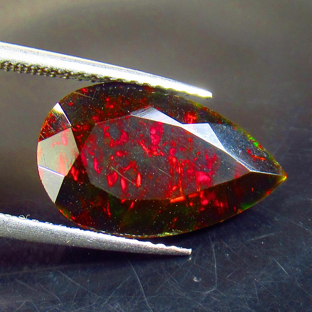 3.76 Ct Natural Ethiopian Black Fire Opal Pear Cut (1 of 3)