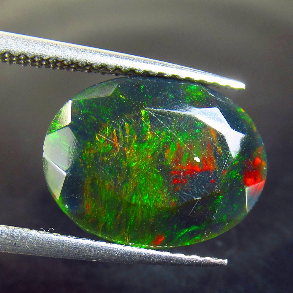3.16 Ct Natural Ethiopian Black Fire Opal Oval Cut (1 of 3)