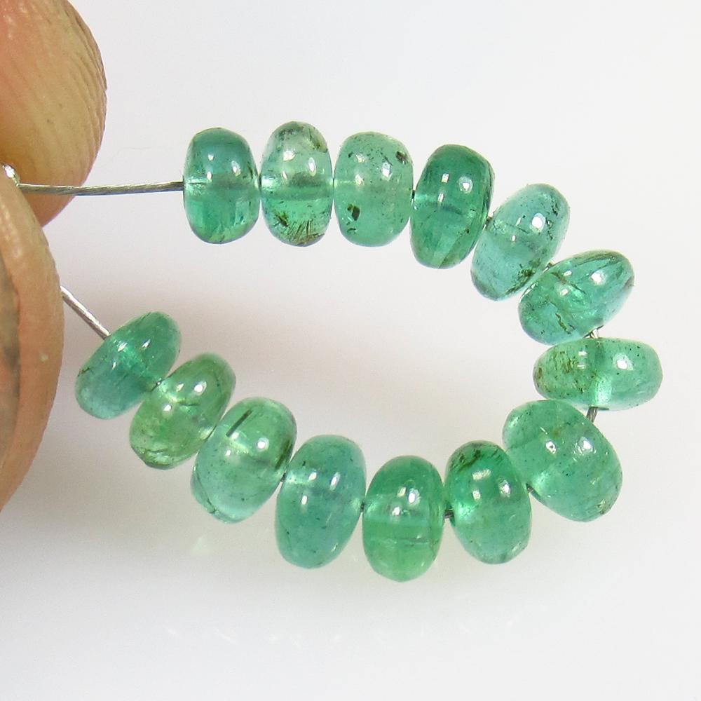 4.76 Ct Natural 14 Emerald Round Beads (1 of 2)