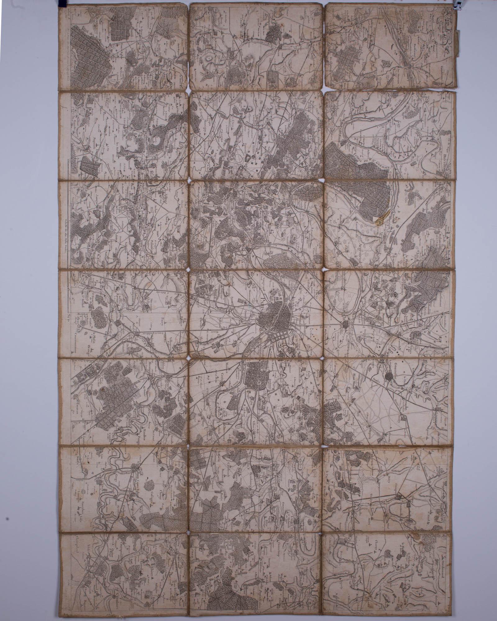 1736 large French map of Paris and surrounding area (1 of 5)