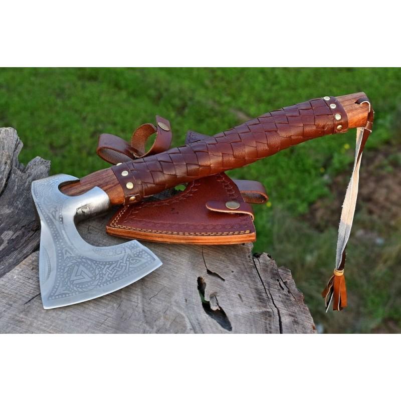 Spike viking axe carbon steel chopper tomahawk wood (1 of 6)