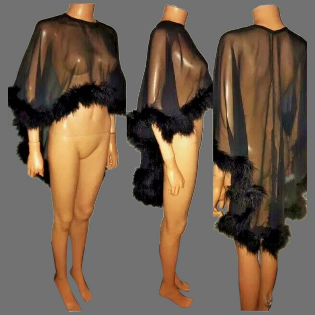 Vtg Marabou Chiffon Old Hollywood Glam Bed: Rare Old Hollywood Glam Bed Jacket/Poncho trimmed with Marabou In very good condition and a Rare Stunner , Must Have Open Size Reserve: $95.00 Shipping: Domestic: Flat-rate of $40.00 to anywhere withi