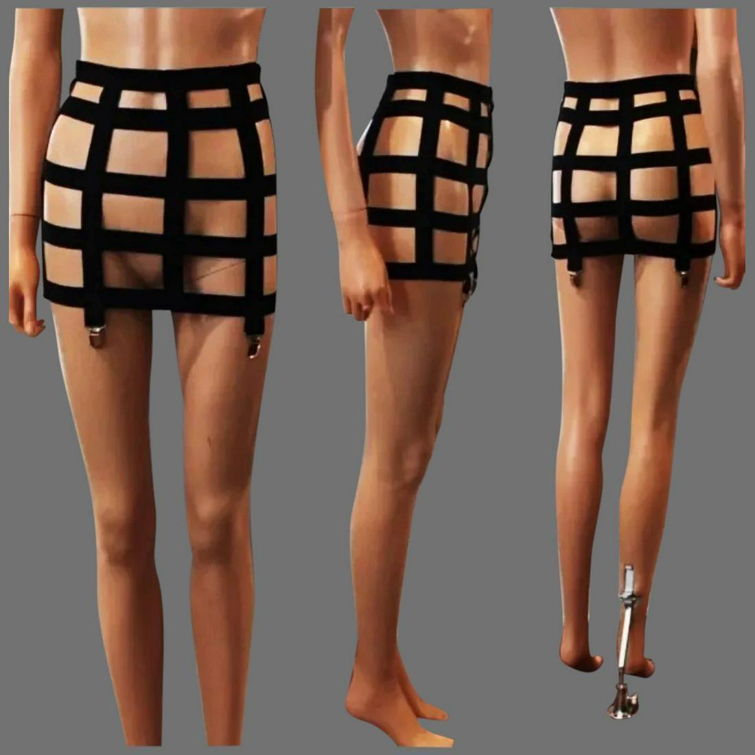 Vtg Cage Harness black Garter Belt black elastic Free (1 of 6)