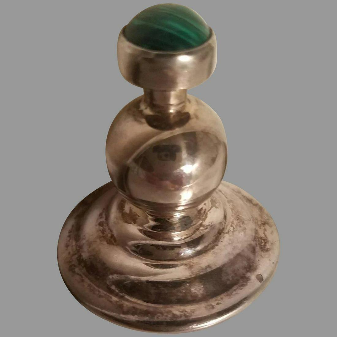 Vintage Silver Perfume bottle w/Moss Agate screw (1 of 5)