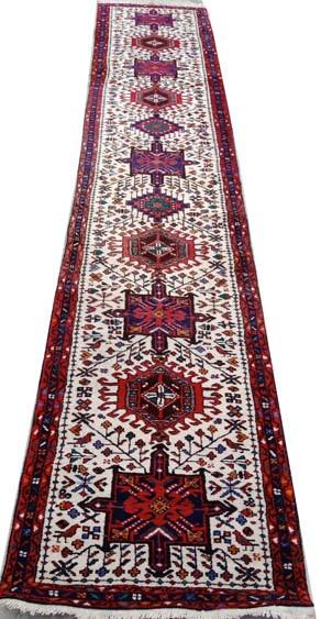 Antique Persian Meschkin Runner Rug: Title: Antique Persian Meschkin Runner Rug Date/Period: 1980 Origin: Meshkin Dimension: 13.5 x 2.5 ft Materials: Wool on cotton Additional Information: Persian Meshkin Runner Rug in good conditon ng r