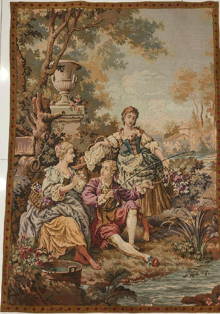 Vintage French Tapestry Fishing Point (1 of 4)