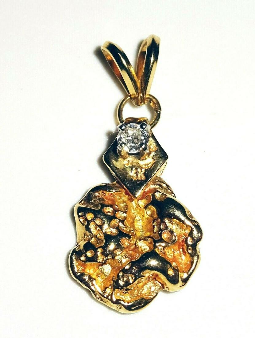 14K Y. Gold Nugget Style Mini Pendant w. Diamond (WoL) (1 of 8)