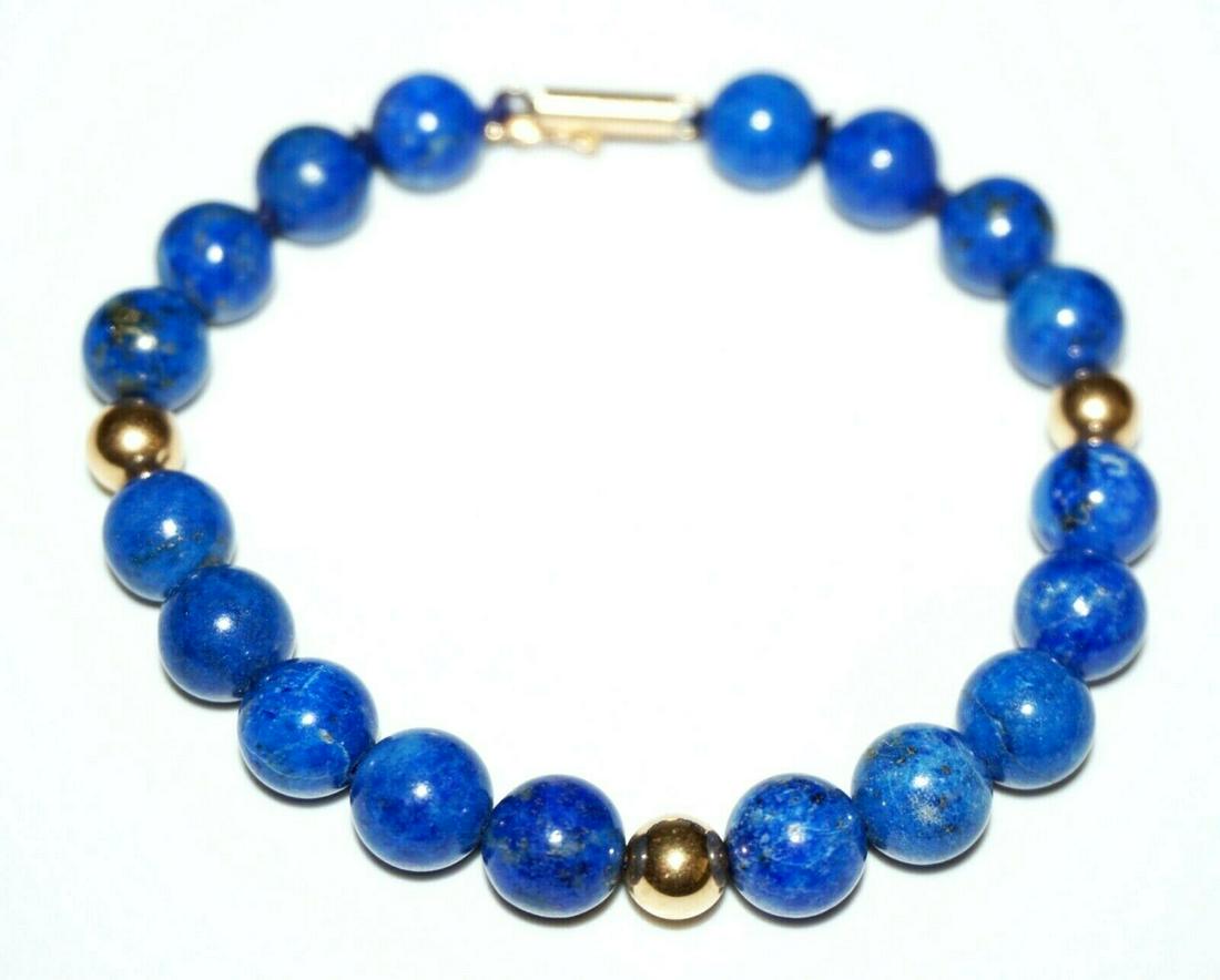 14K Yellow Gold Lapis Lazuli Bead Bracelet (WoL) (1 of 8)