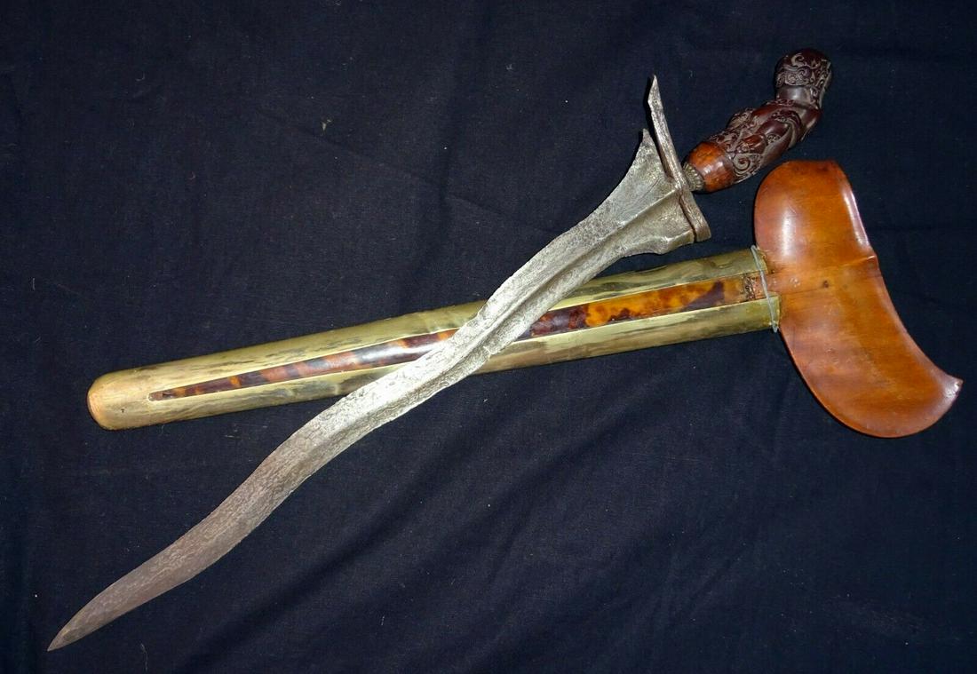 Antique Indonesian 15" Kris Dagger w. Sheath (MoJ) (1 of 8)