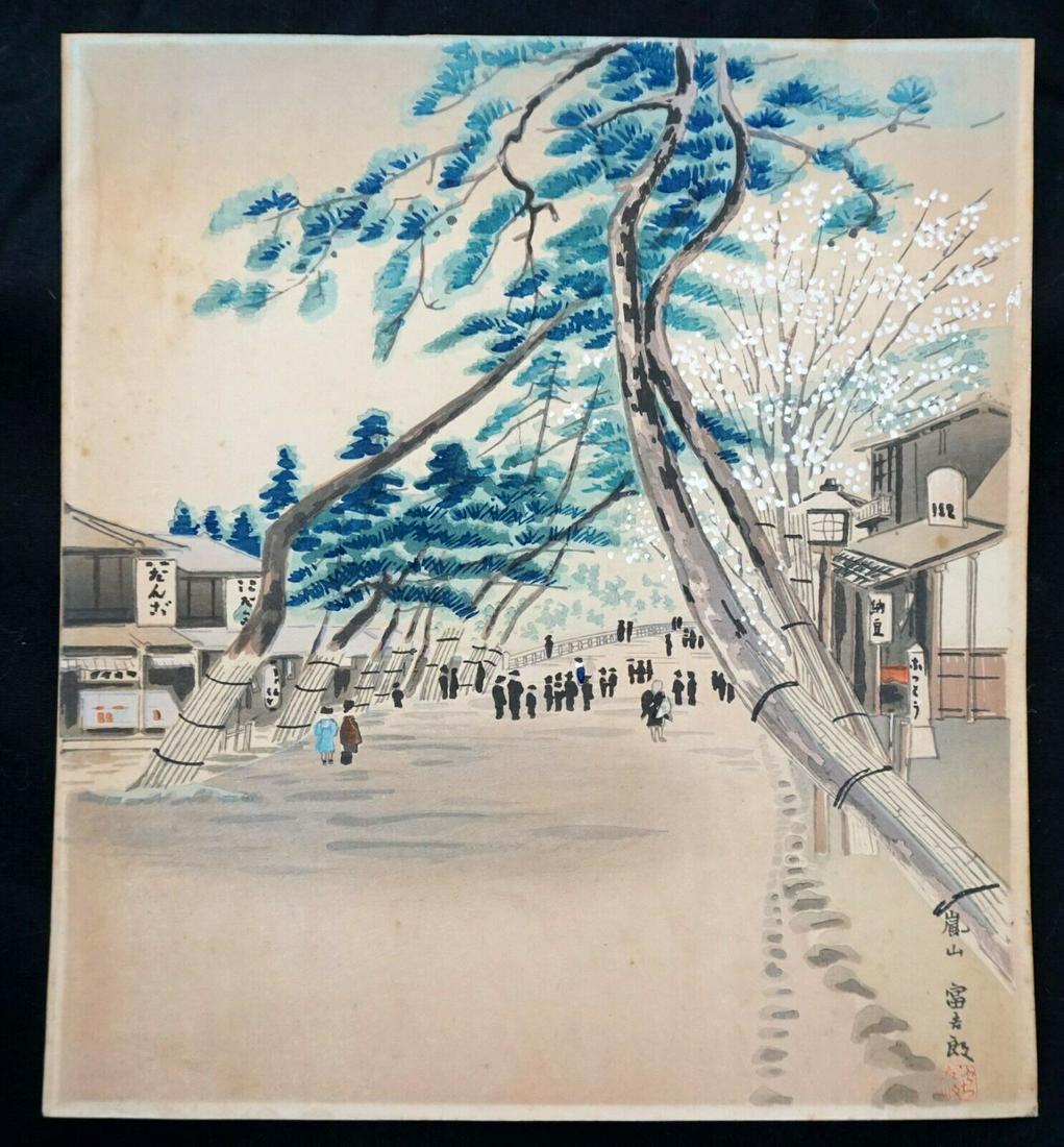 50s Japanese Print Kyoto Tokuriki Tomikichiro (MoP) #4: Item: Up for sale from a recent client in Honolulu Hawaii this 1950s Japanese color woodblock print from the series "30 Views (Aspects) of Kyoto" by the well known artist Tokuriki Tomikichiro (1902-20