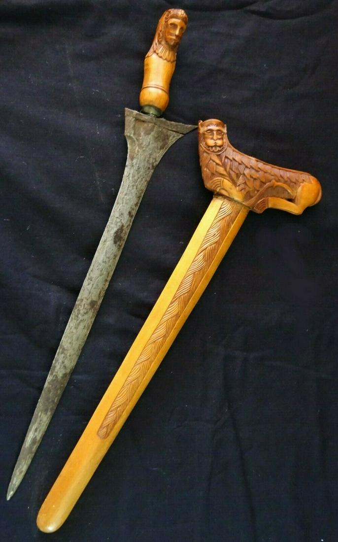 Antique Indonesian 15" Kris Dagger w. Sheath (MoJ) (1 of 8)