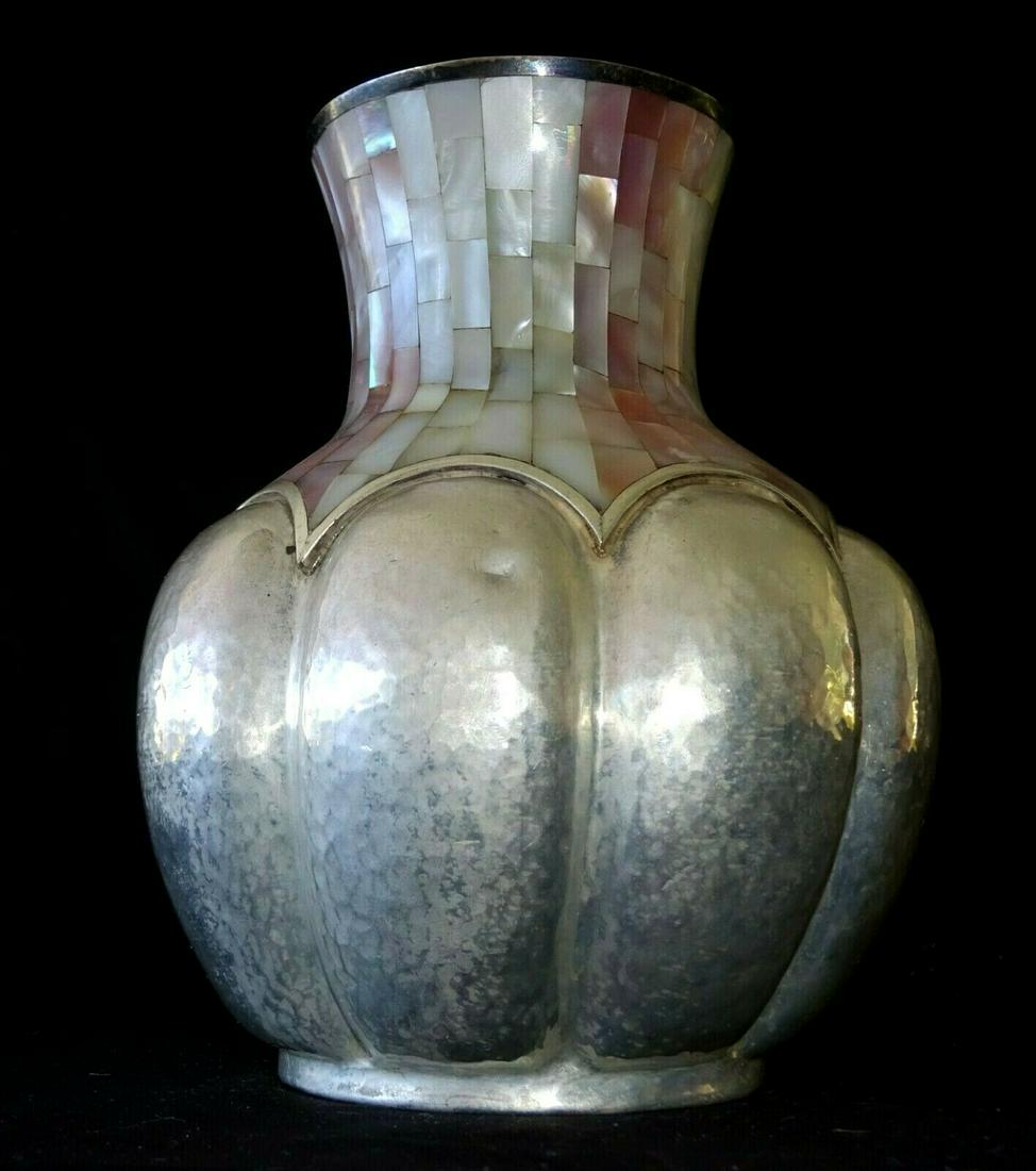 Mexican Sterling Silver & MoP Vase Los Castillo Tax Co. (1 of 8)