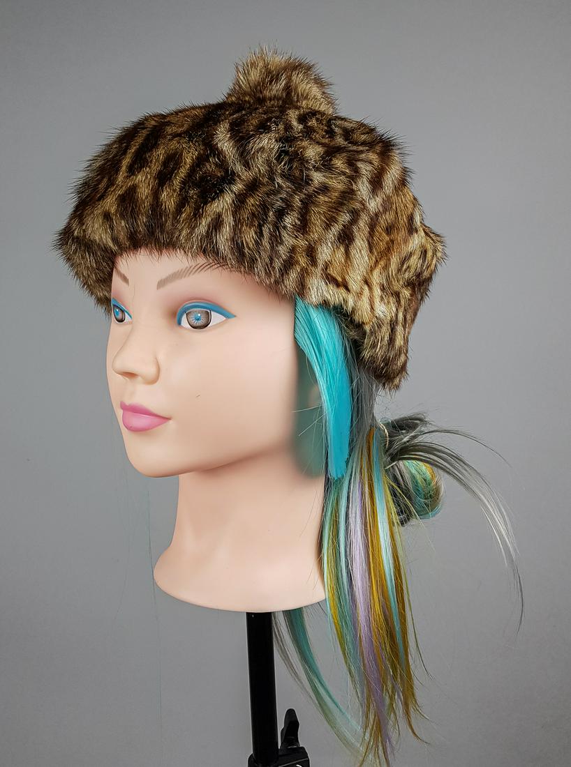 BLACK BROWN SPOTTED FUR HAT (1 of 5)