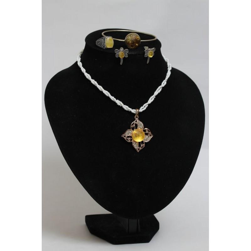Baltic amber set of necklace, ring, bracelet, pendant (1 of 17)