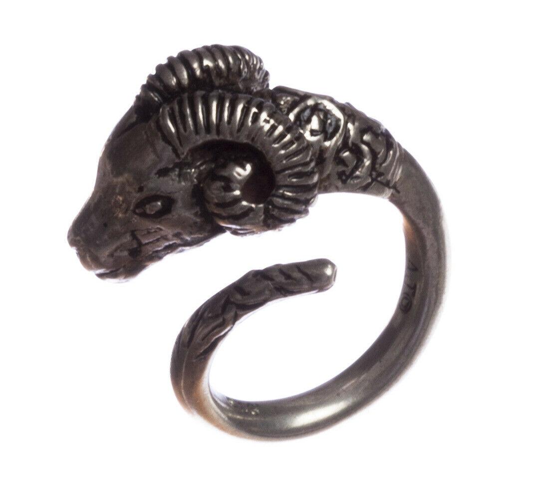 Sterling Silver Ram Head with Wrap Band in Antique (1 of 8)