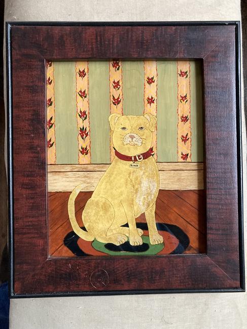 Reverse Painted American Folk Art Dog (1 of 4)