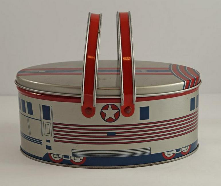 Antique Tin Lithograph Lunch Pail w/ Trains (1 of 6)