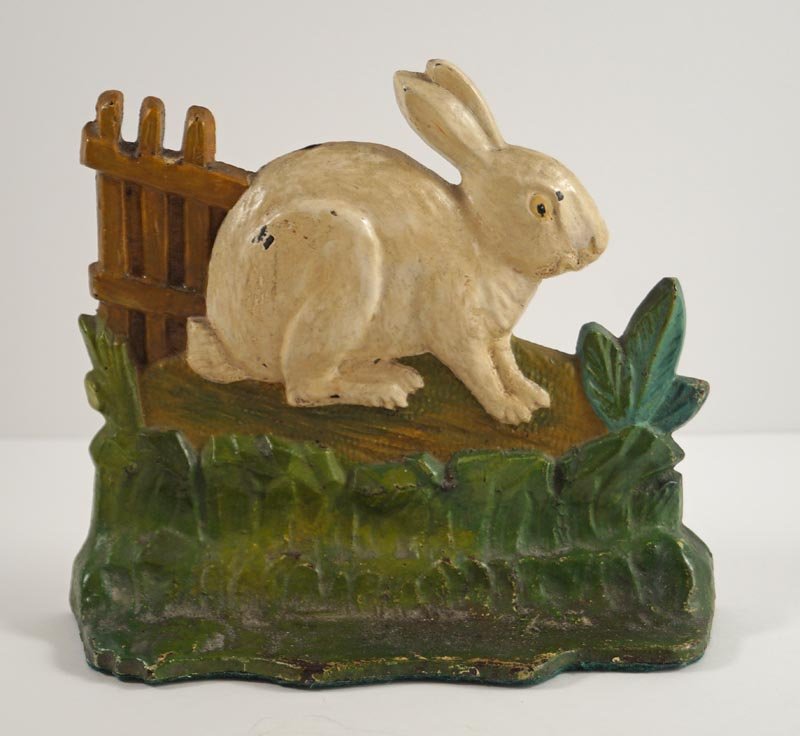 Antique Rabbit by Fence Cast Iron Doorstop (1 of 6)