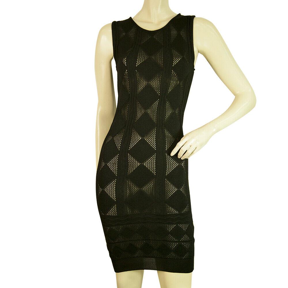 Aimo Richly Black Knit Sheer Stretch Bodycon Mini (1 of 12)