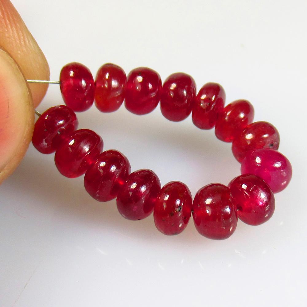 19.68 Ct Natural 15 Mozambique Red Ruby Round Beads (1 of 2)