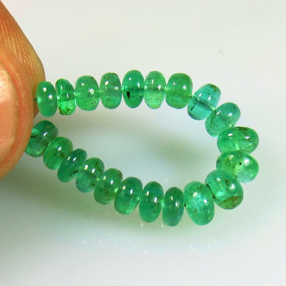 7.97 Ct Natural 21 Emerald Round Beads (1 of 2)
