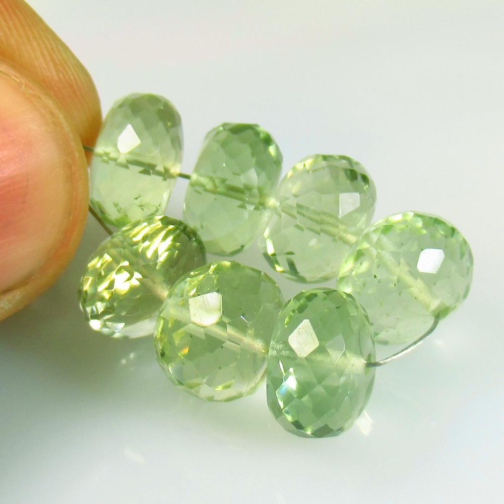29.85 Ct Natural 7 Drilled Green Amethyst Round Beads (1 of 2)